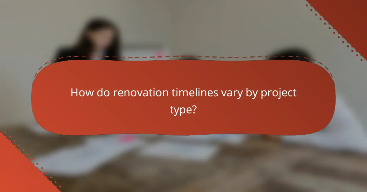 How do renovation timelines vary by project type?