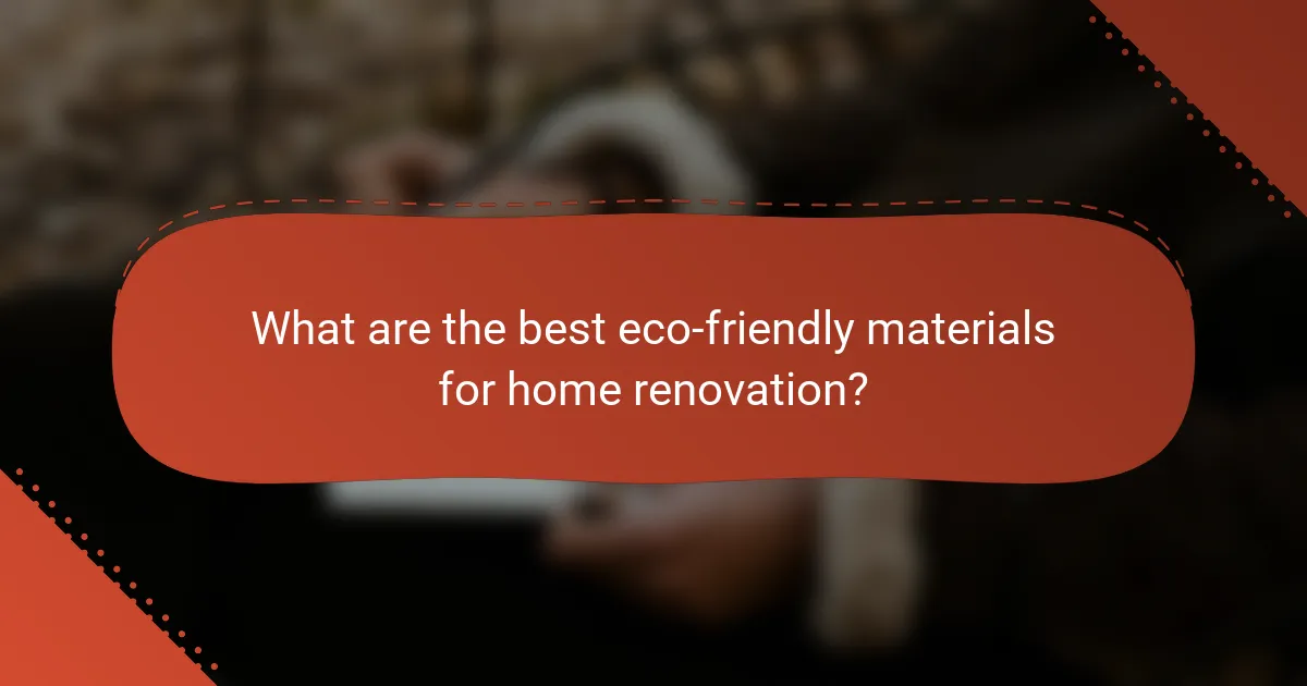 What are the best eco-friendly materials for home renovation?